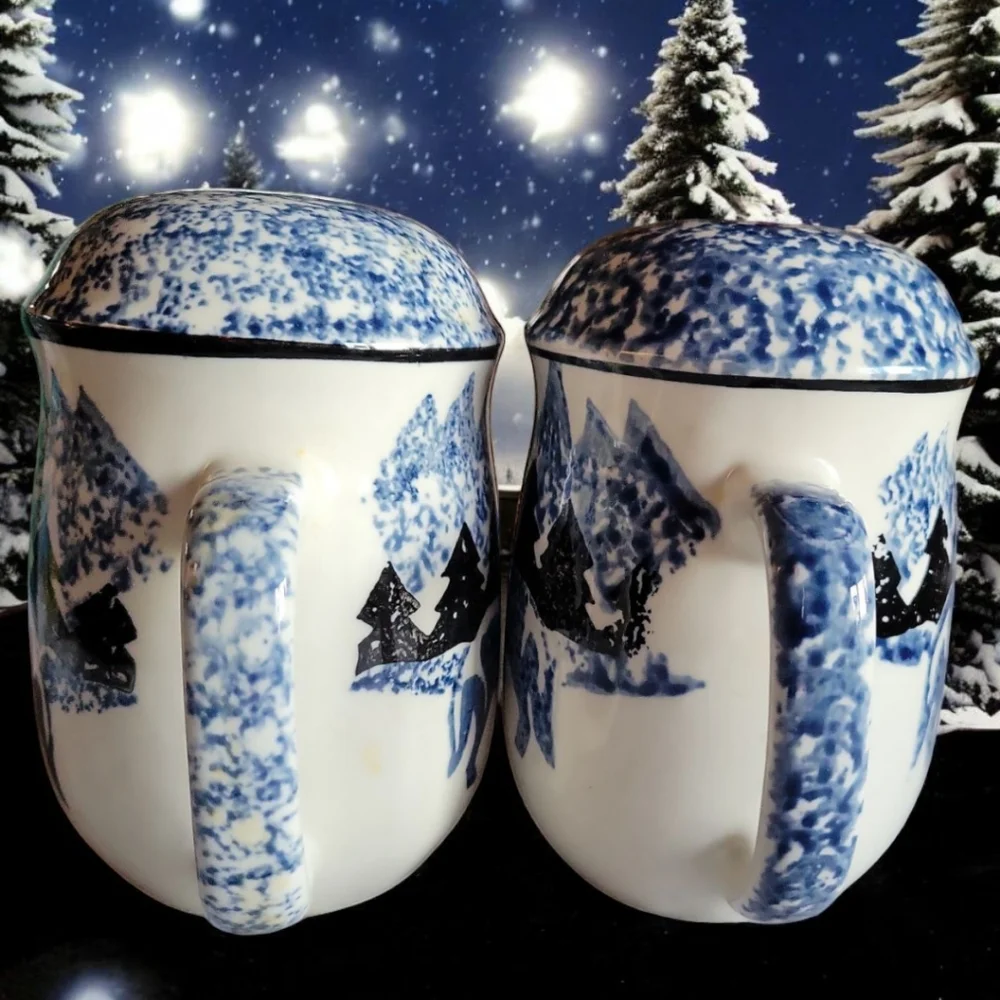 Vtg Folk Craft Wolf Blue Salt & Pepper Shakers by Tienshan. - Picture 2 of 12